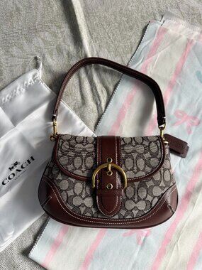 Coach Classic Monogram Saddle Buckle Flap Shoulder Bag